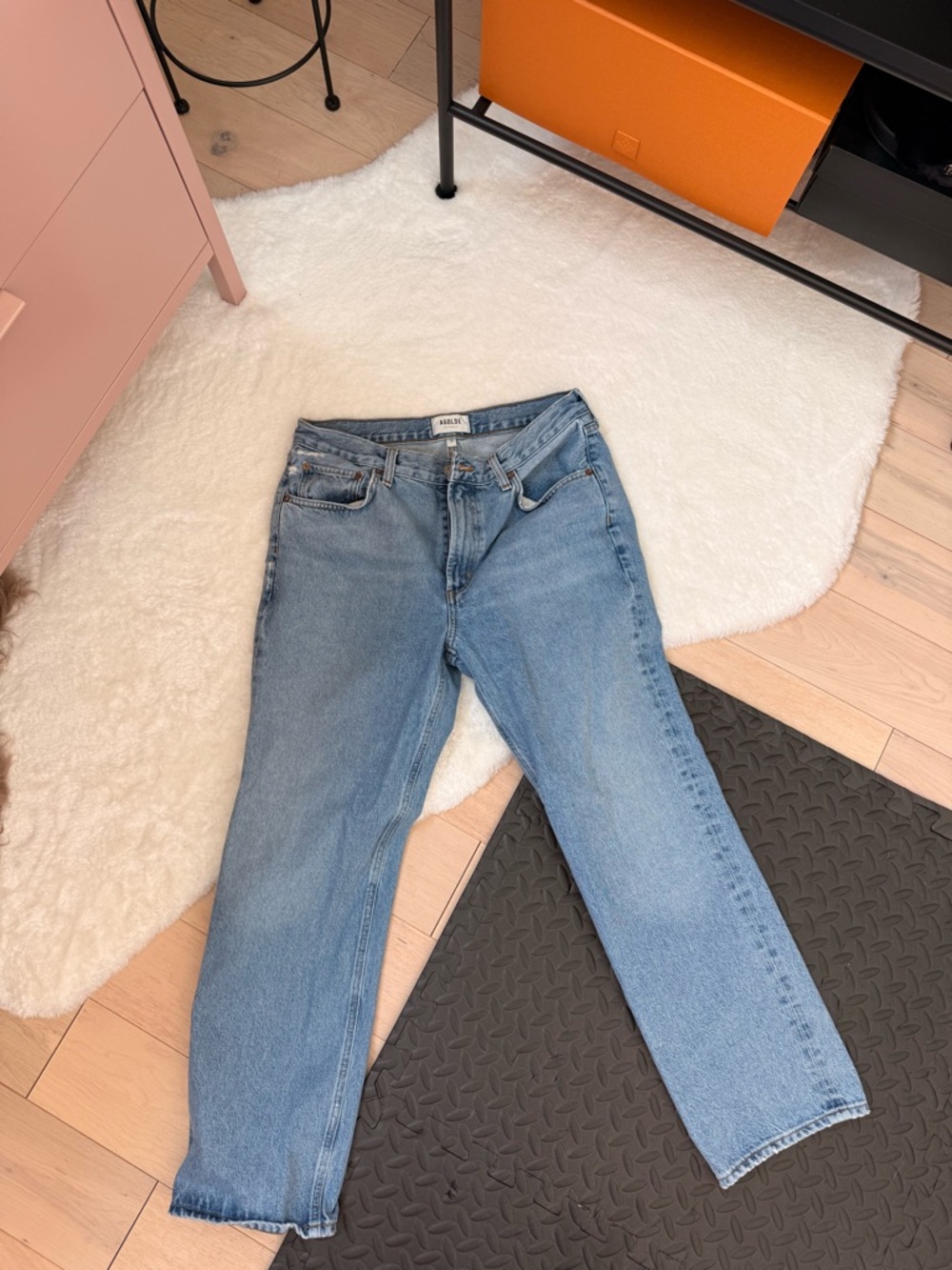 Agolde Straight-Leg Light Blue Denim Jeans